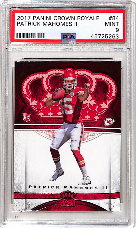 Patrick Mahomes 2017 Panini Crown Royale #84 Rookie PSA 9 Mint