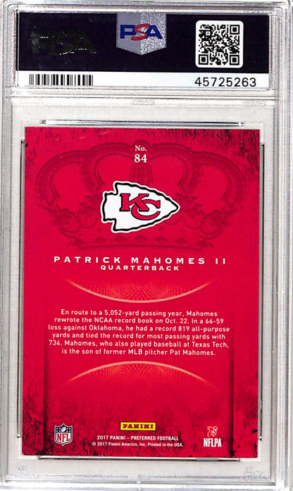 Patrick Mahomes 2017 Panini Crown Royale #84 Rookie PSA 9 Mint