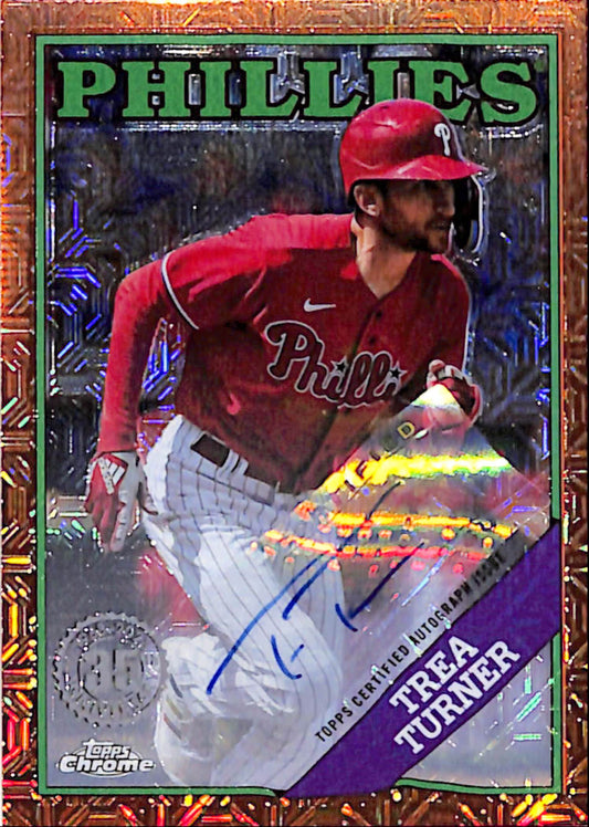 Trea Turner 2023 Topps Chrome Update Silver Pack Orange Auto #2/25