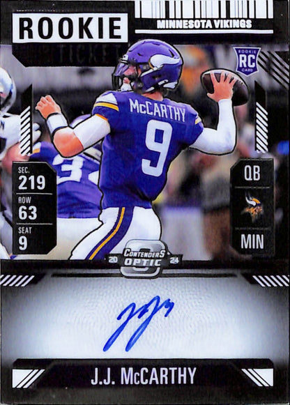 JJ McCarthy 2024 Panini Contenders Optic #101 Rookie Auto