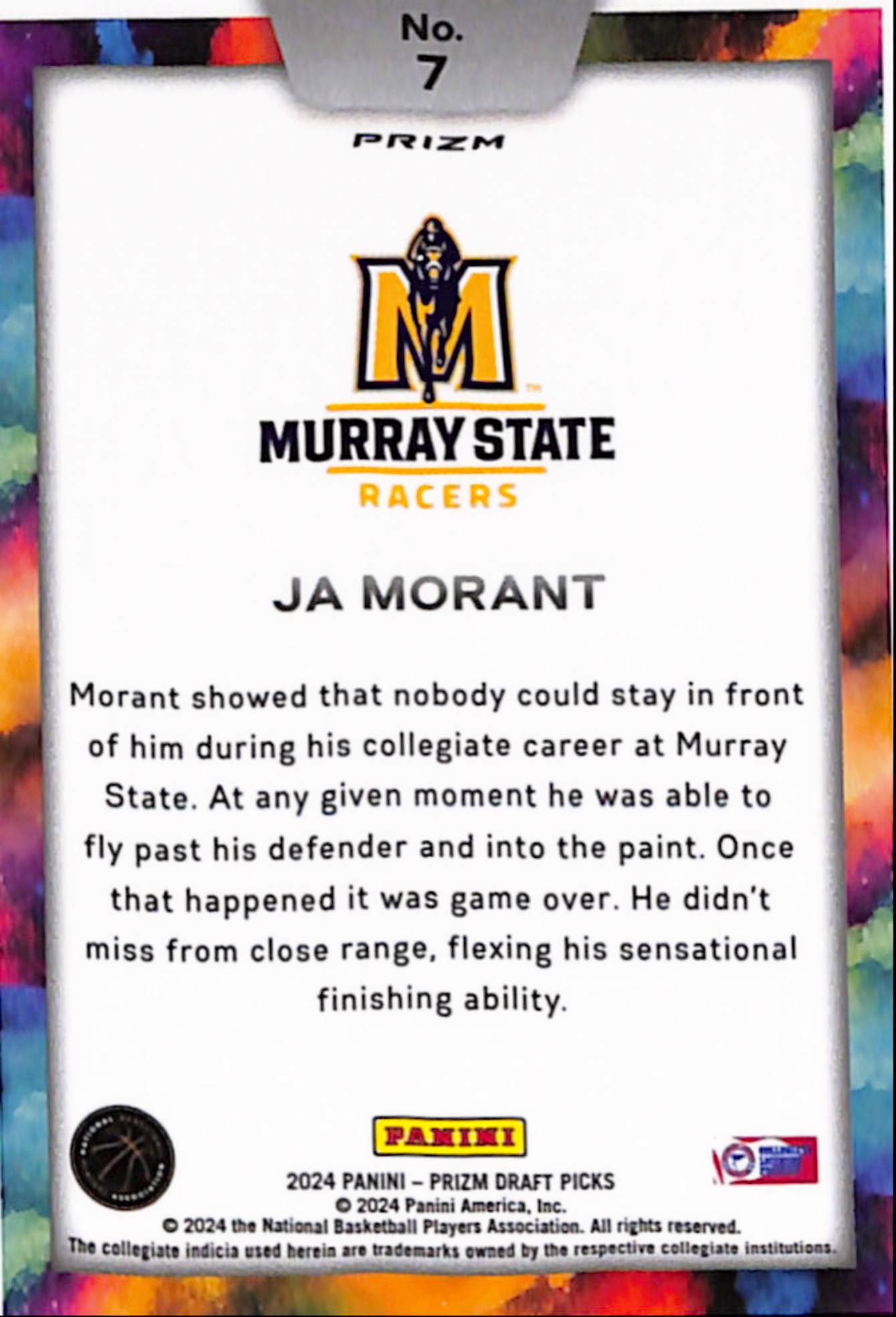 Ja Morant 2024 Panini Prizm Draft Picks Black Color Blast