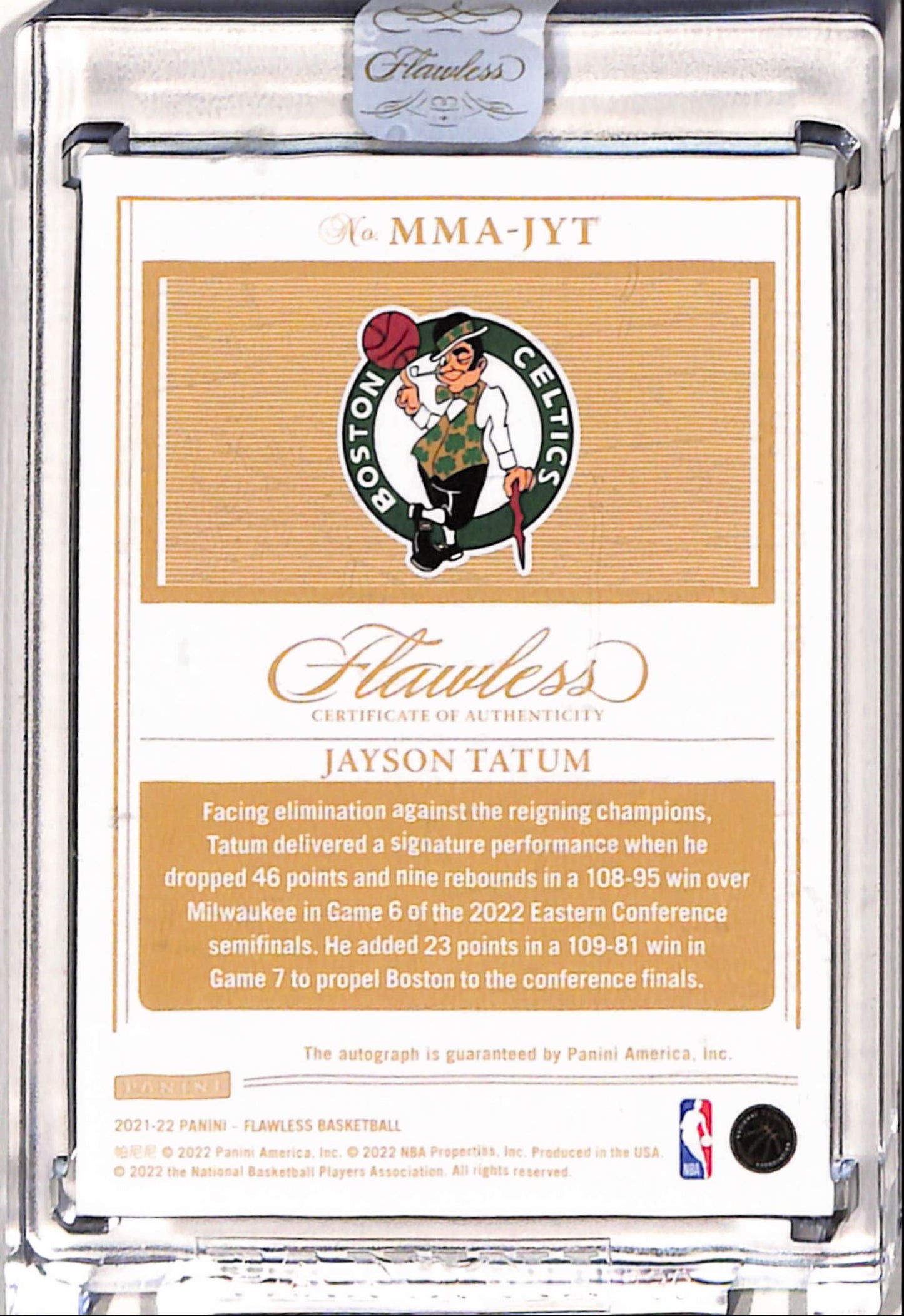 Jayson Tatum 2021 Panini Flawless Momentous Gold Auto #6/10