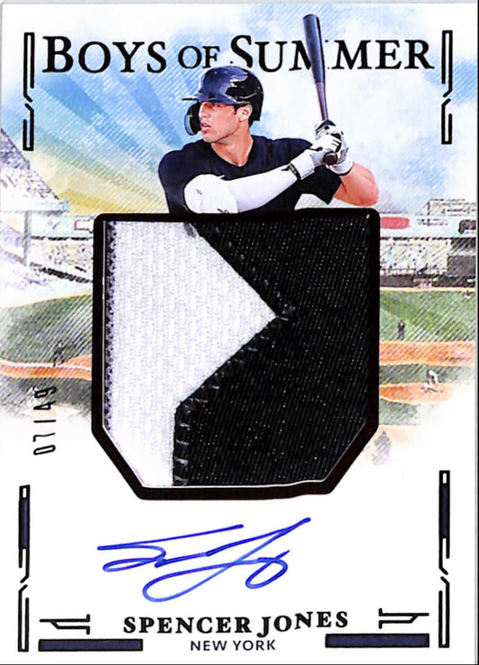 Spencer Jones 2025 Panini Boys of Summer Patch Auto #7/49