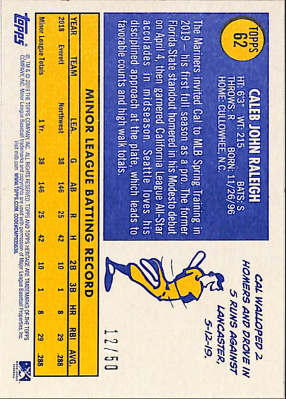 Cal Raleigh 2019 Topps Heritage Minor League Black Border #12/50