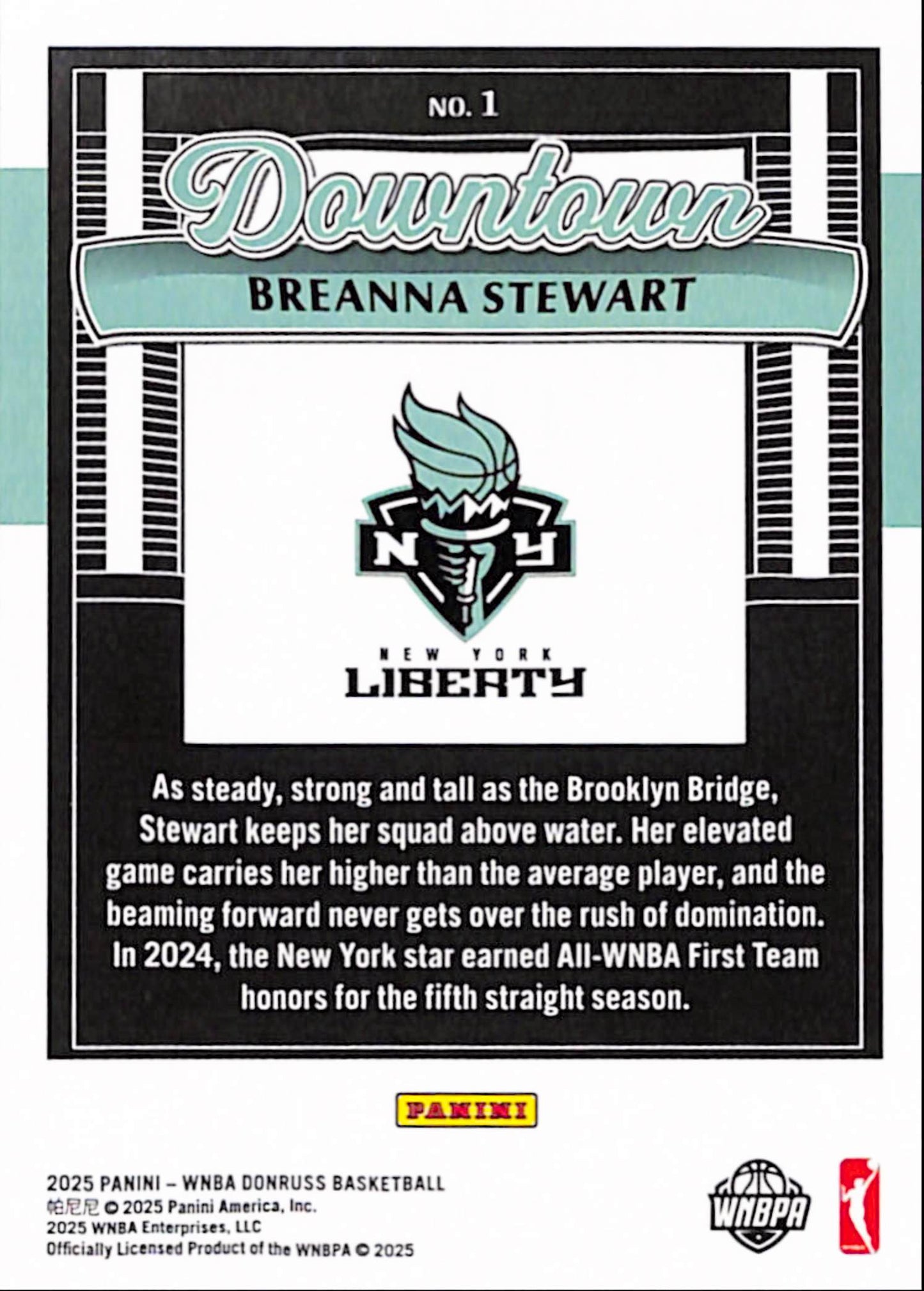 Breanna Stewart 2025 Panini Donruss WNBA Downtown