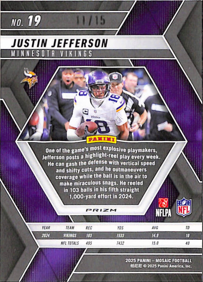 Justin Jefferson 2025 Panini Mosaic #19 Tesselation #11/15