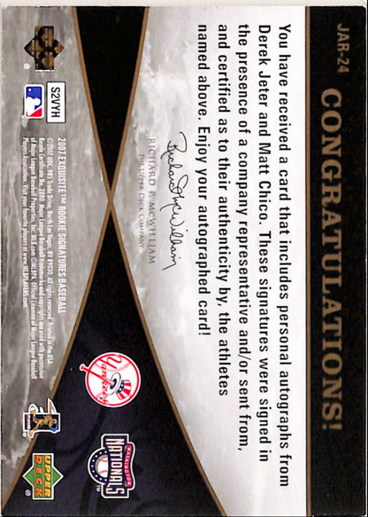 Derek Jeter + Matt Chico 2007 Upper Deck Exquisite Rookie Signatures Dual #1/2
