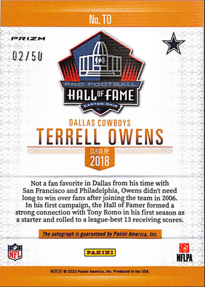 Terrell Owens 2023 Panini Hall of Fame Autograph #2/50