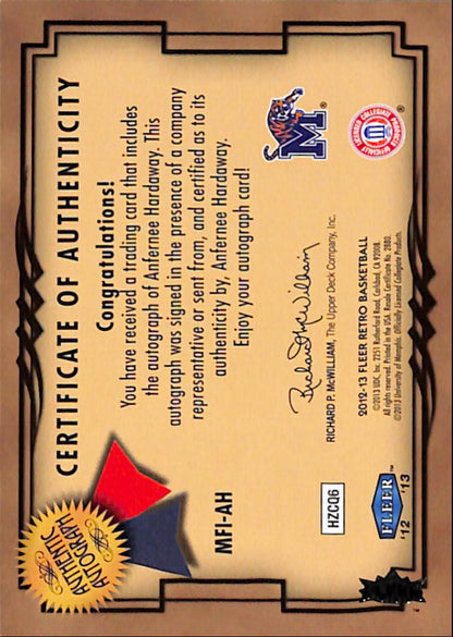 Anfernee Hardaway 2012 Fleer Retro Fresh Ink Autograph