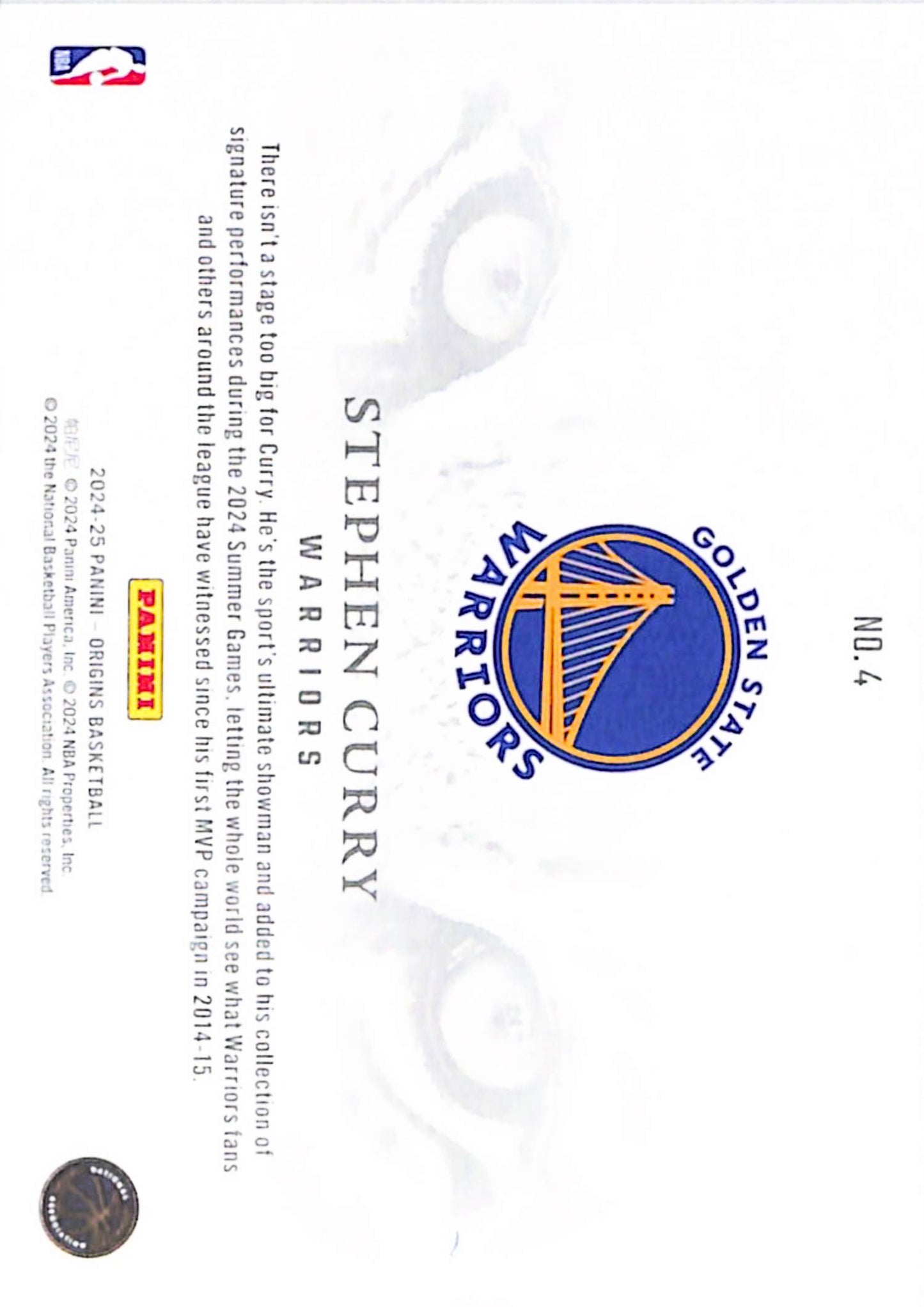 Steph Curry 2024 Panini Origins White Tiger Case Hit Insert