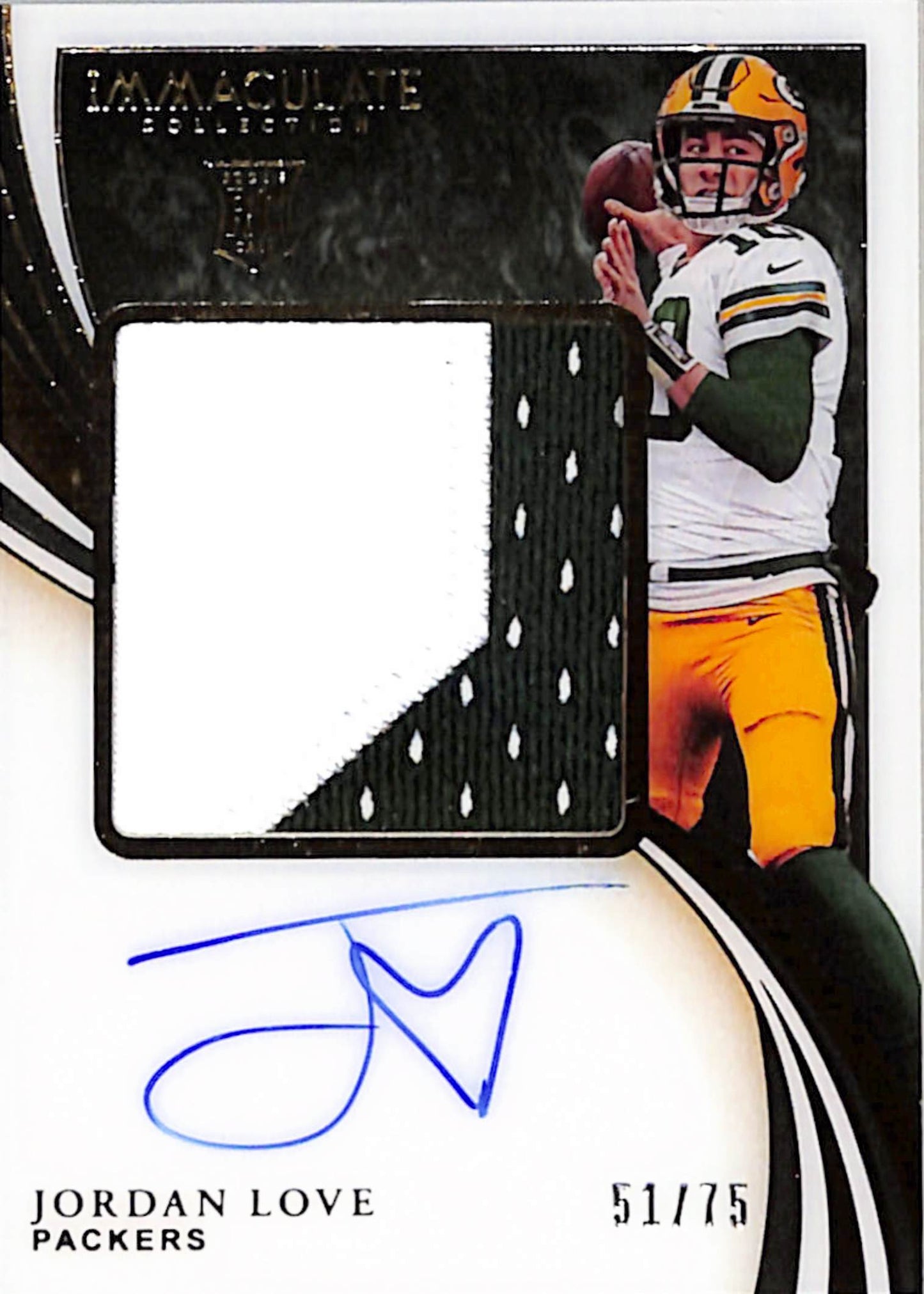 Jordan Love 2020 Panini Immaculate Jumbo Patch Rookie Auto #51/75