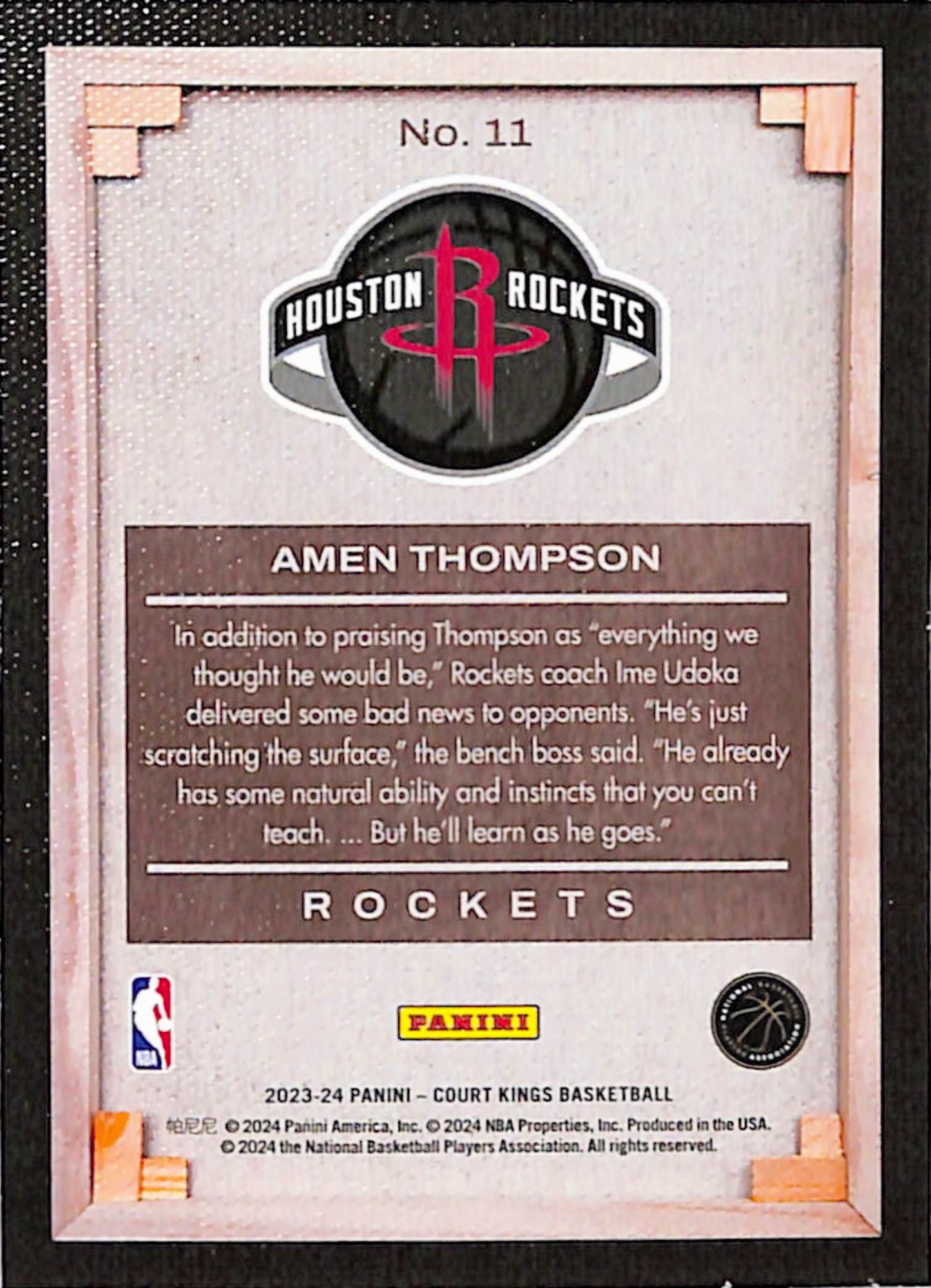 Amen Thompson 2023 Panini Court Kings Rookie Blank Slate