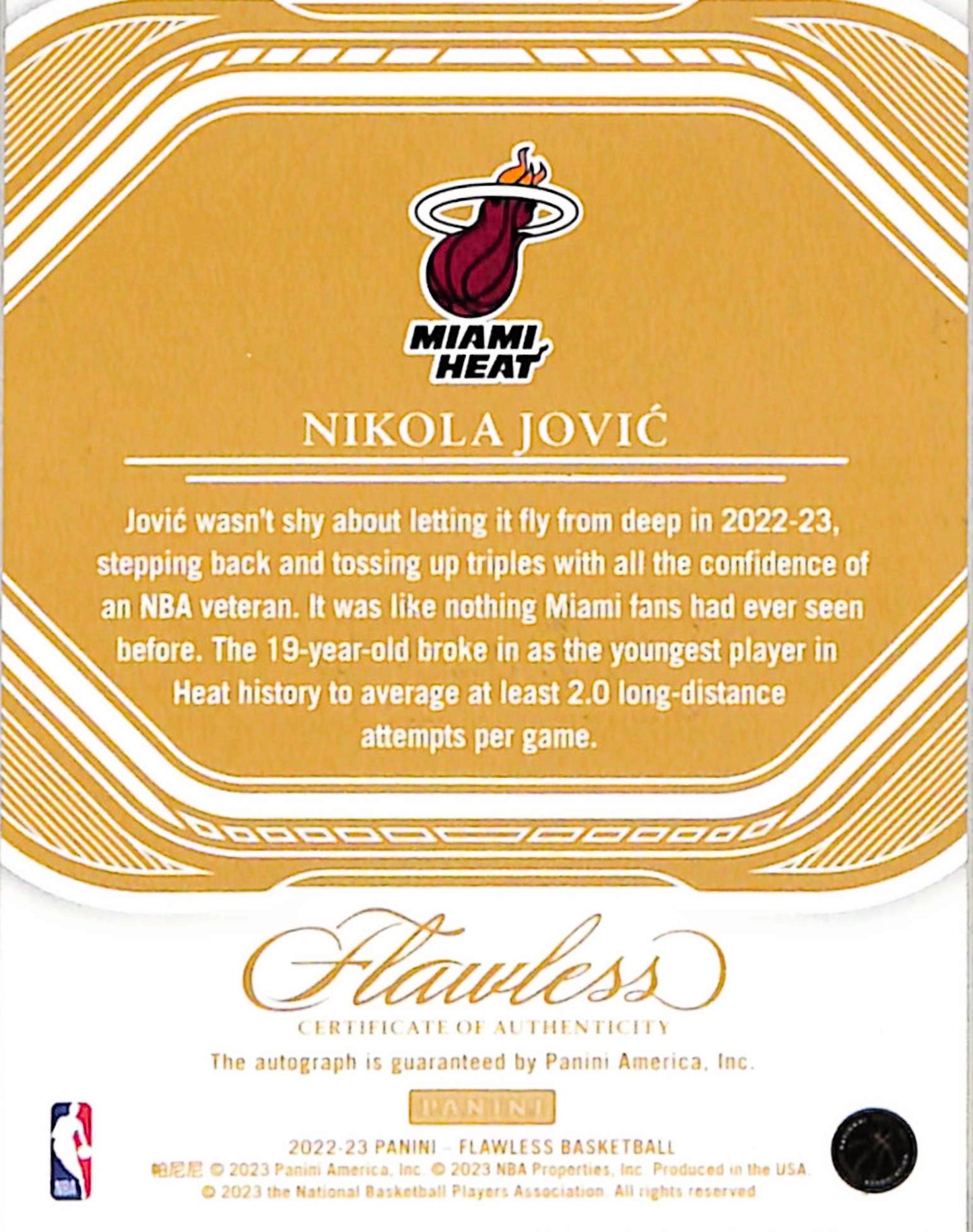 Nikola Jovic 2022 Panini Flawless Blue Rookie Autographs #5/8