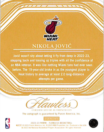 Nikola Jovic 2022 Panini Flawless Blue Rookie Autographs #5/8