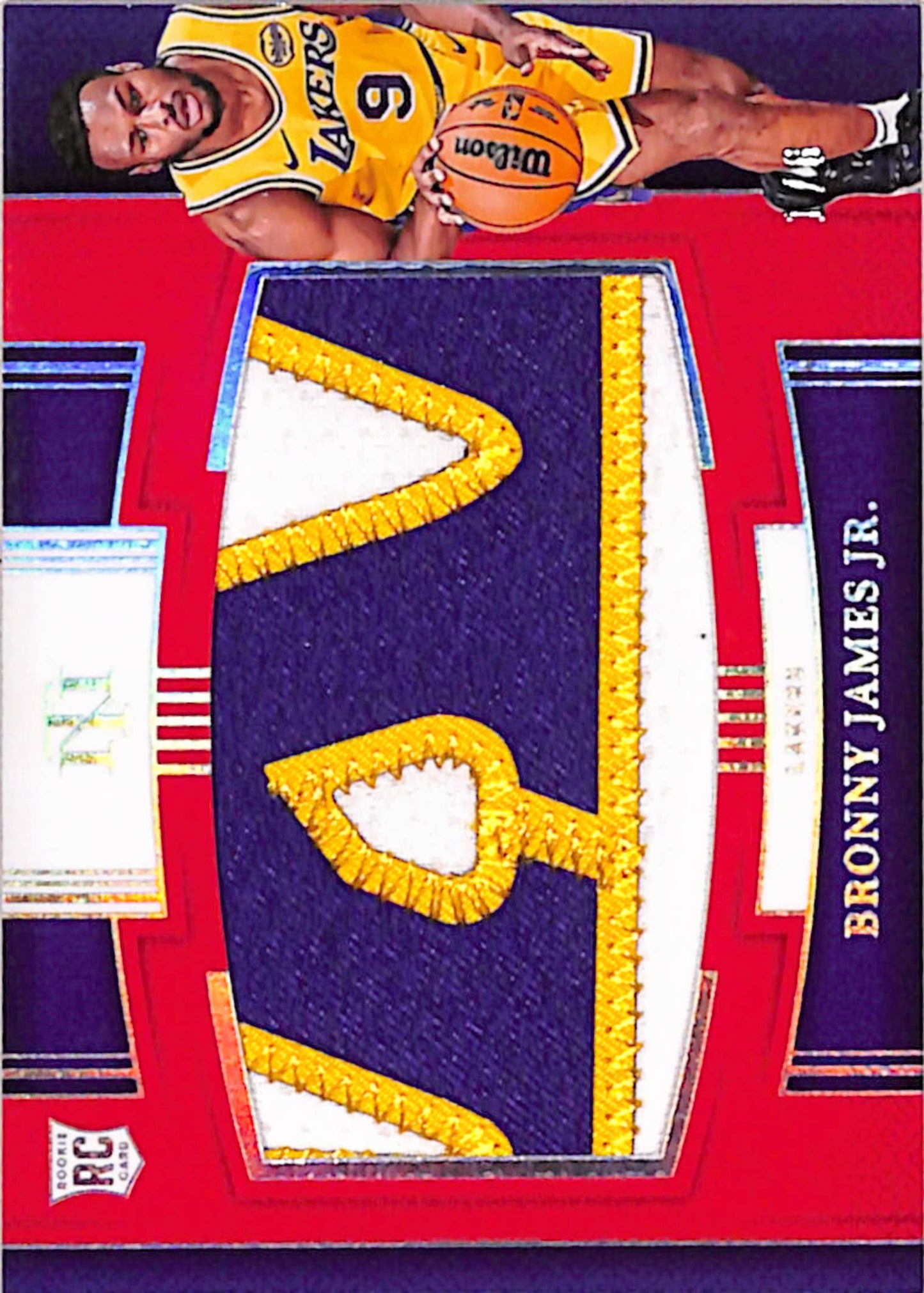 Bronny James Jr. 2024 Panini National Treasures Rookie Jumbo Materials Patch #1/8