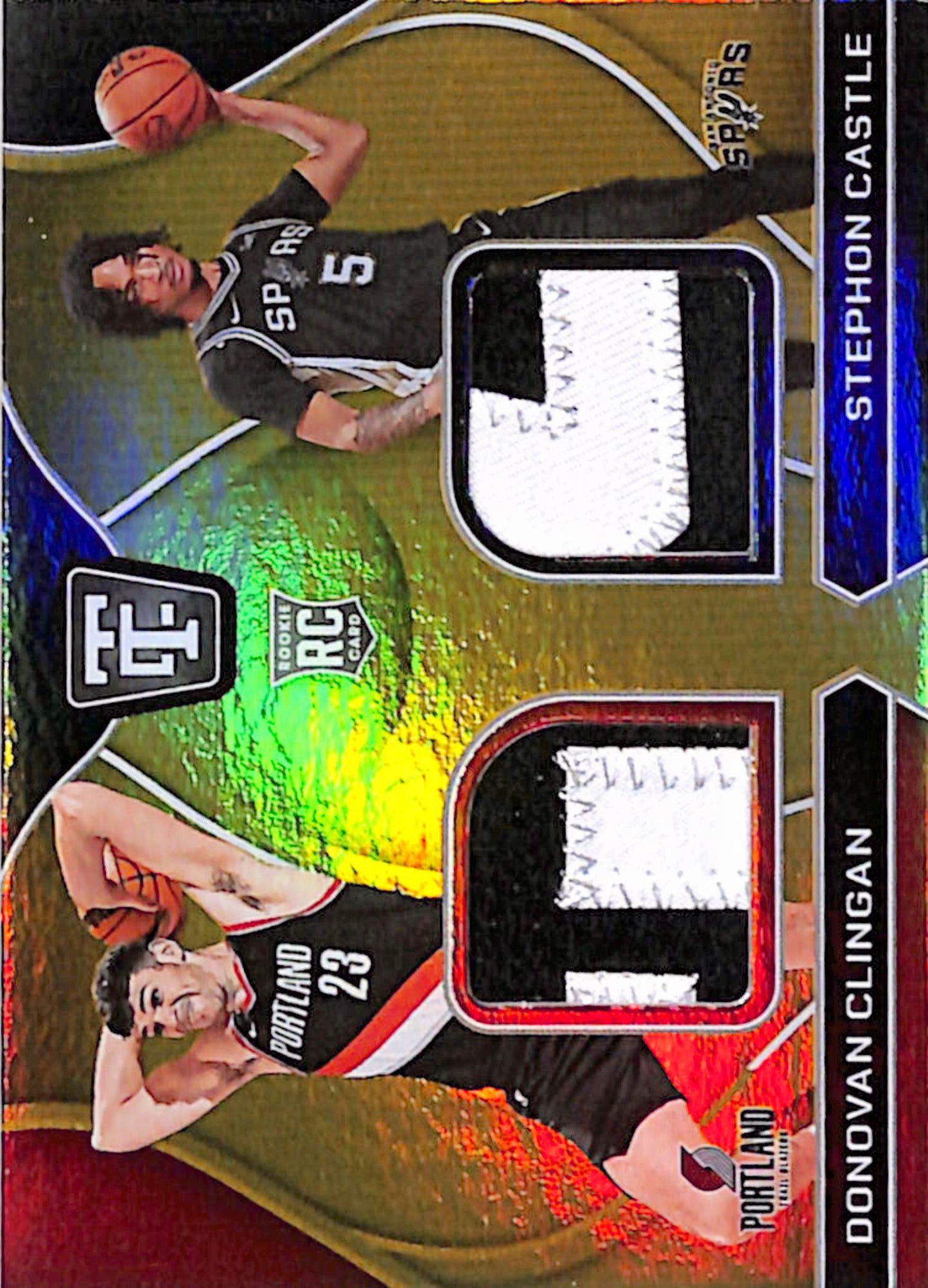 Donovan Clingan + Stephon Castle 2024 Panini Totally Certified Gold Dual Patch #3/10