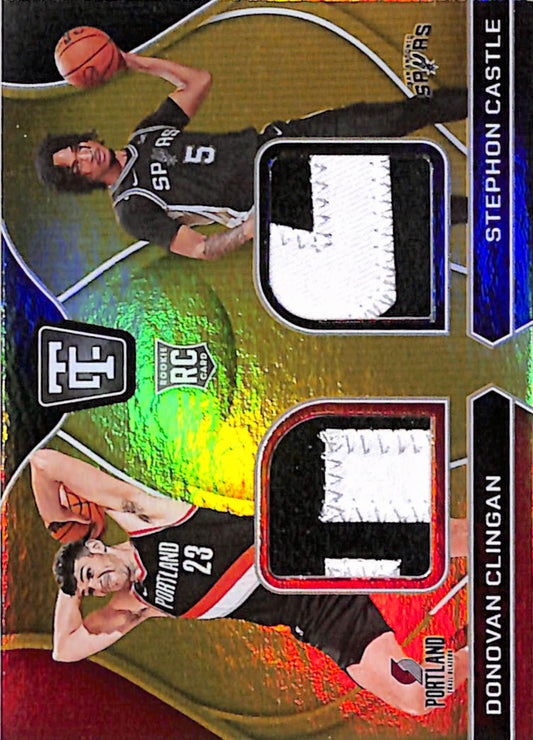Donovan Clingan + Stephon Castle 2024 Panini Totally Certified Gold Dual Patch #3/10
