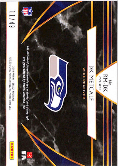 DK Metcalf 2019 Panini Select Purple Rookie Jersey Auto #11/49