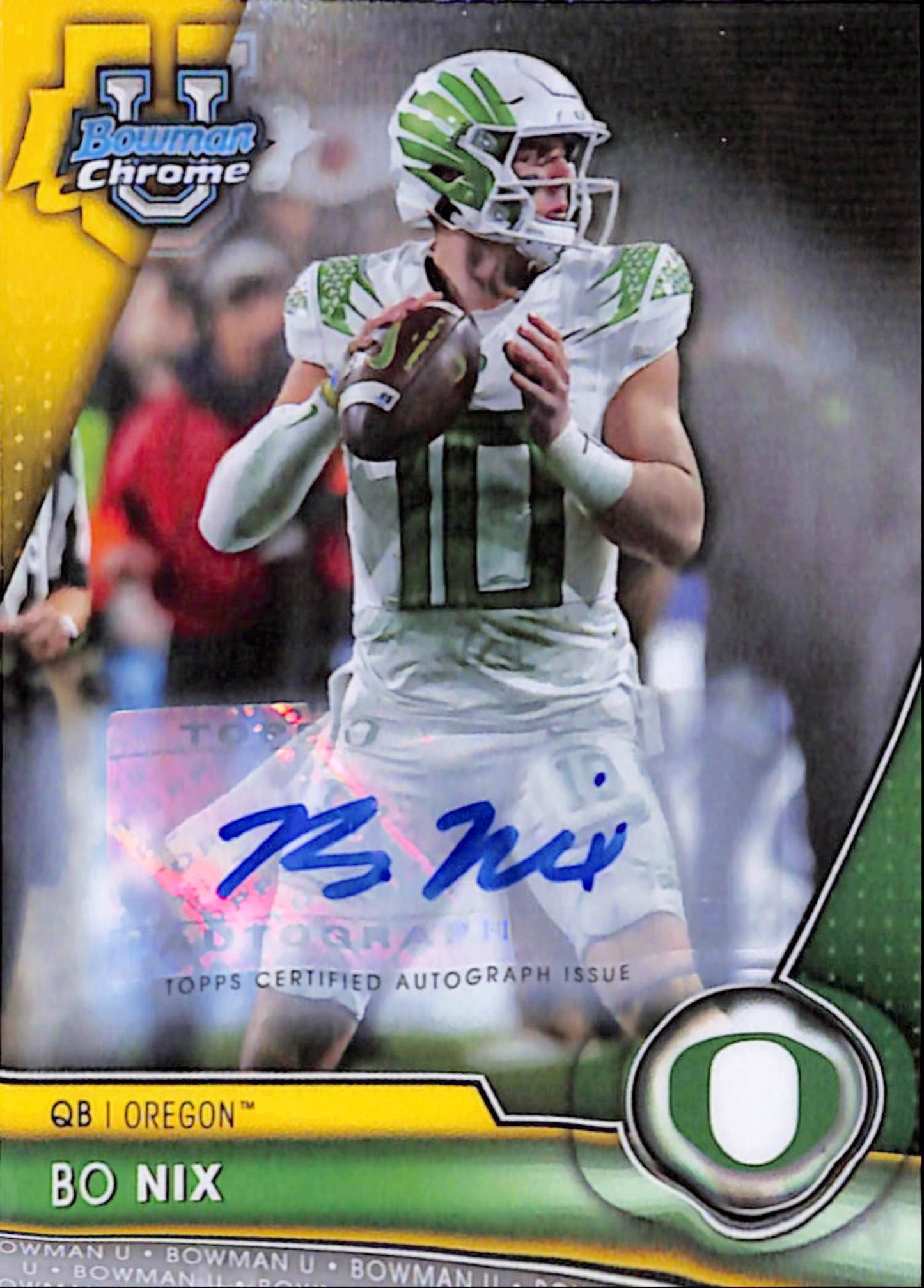 Bo Nix 2023 Bowman Chrome University Auto