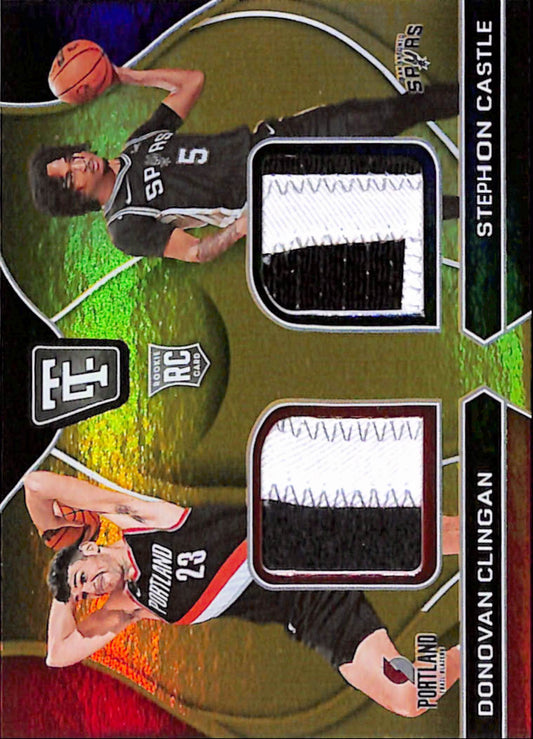 Donovan Clingan + Stephon Castle 2024 Panini Totally Certified Gold Dual Patch #6/10