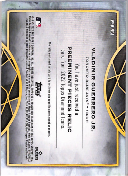 Vladimir Guerrero Jr. 2022 Topps Diamond Icons Preeminent Pieces Jumbo Shoe Relic #8/10