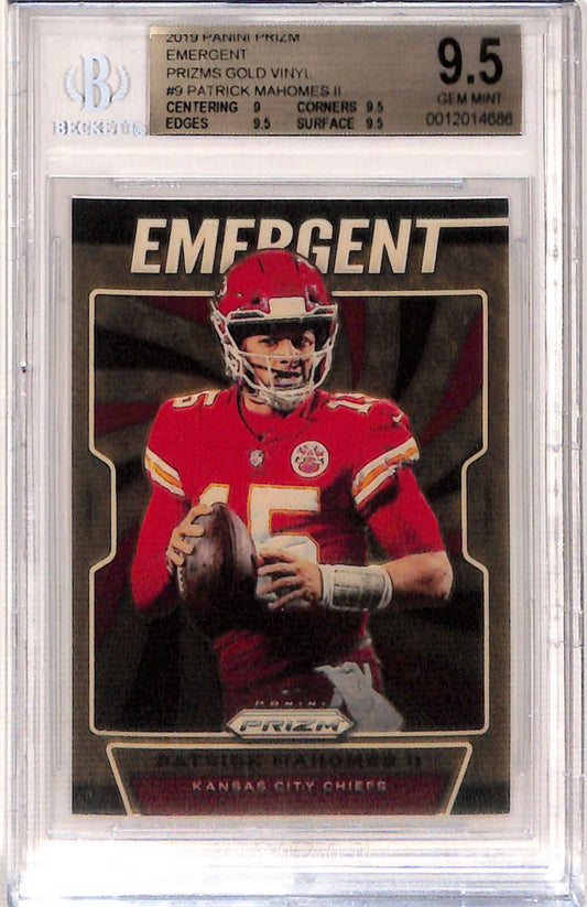 Patrick Mahomes 2019 Panini Prizm Emergent Gold Vinyl #3/5 BGS 9.5 Gem Mint