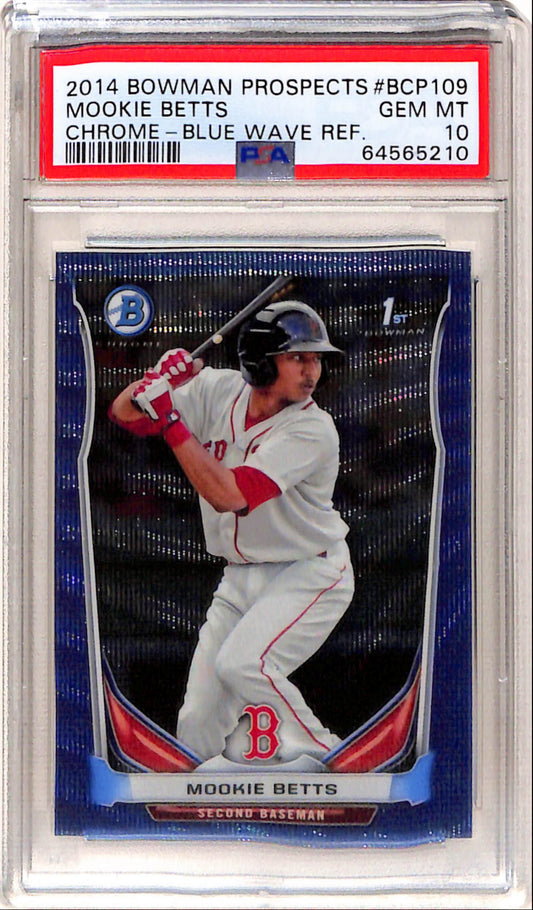 Mookie Betts 2014 Bowman Chrome Rookie Blue Wave Refractor PSA 10 Gem Mint