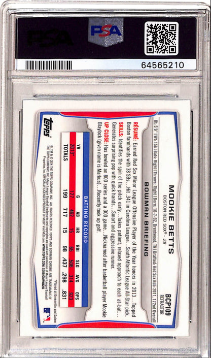 Mookie Betts 2014 Bowman Chrome Rookie Blue Wave Refractor PSA 10 Gem Mint