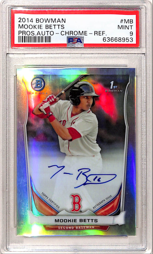 Mooke Betts 2014 Bowman Chrome Rookie Auto Refractor #171/500 PSA 9 Mint