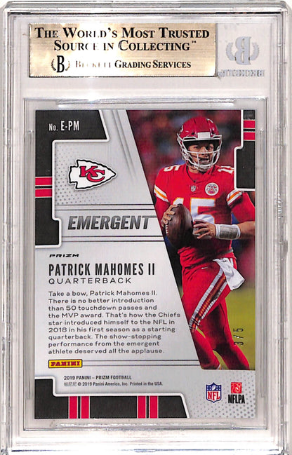 Patrick Mahomes 2019 Panini Prizm Emergent Gold Vinyl #3/5 BGS 9.5 Gem Mint