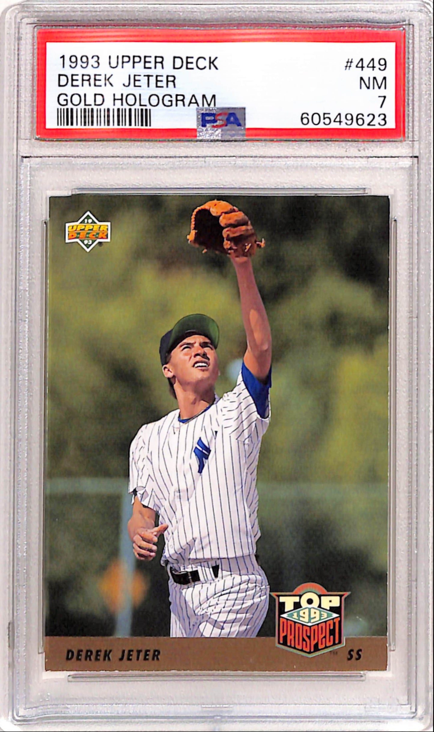 Derek Jeter 1993 Upper Deck Rookie Gold Hologram #449 PSA 7 Near Mint