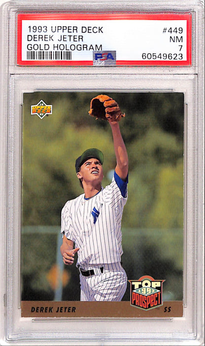 Derek Jeter 1993 Upper Deck Rookie Gold Hologram #449 PSA 7 Near Mint