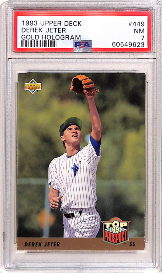 Derek Jeter 1993 Upper Deck Rookie Gold Hologram #449 PSA 7 Near Mint