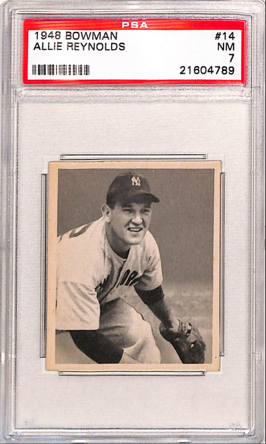 Allie Reynolds 1948 Bowman #14 PSA 7 Near Mint