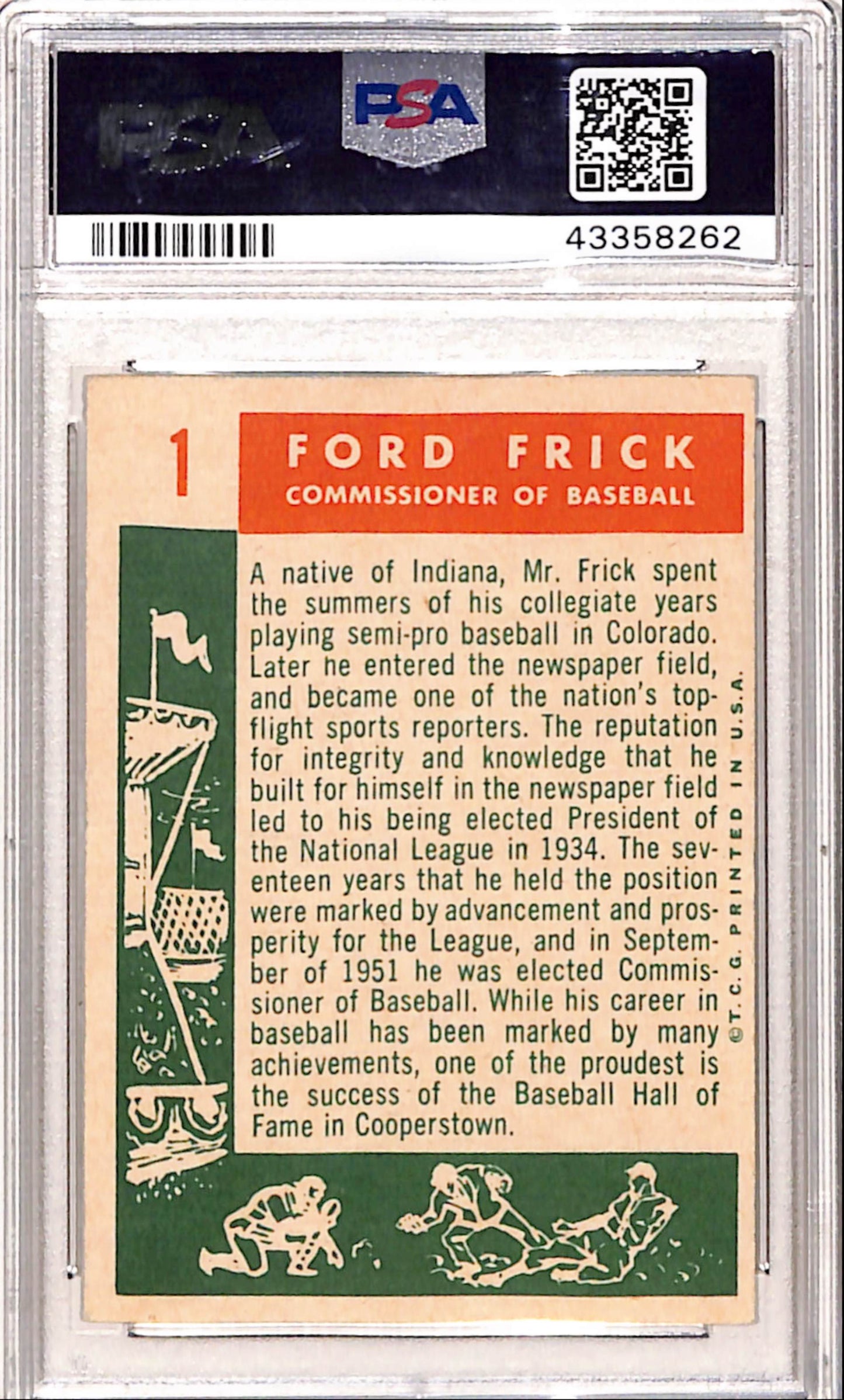Ford Frick 1959 Topps #1 PSA 6 Ex-Mint