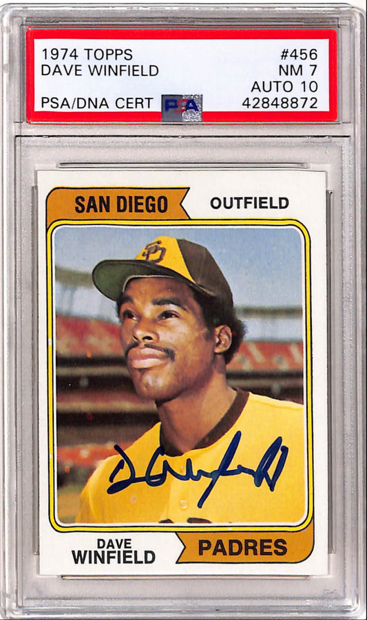 Dave Winfield 1974 Topps Rookie #456 Autograph PSA 7 Auto 10