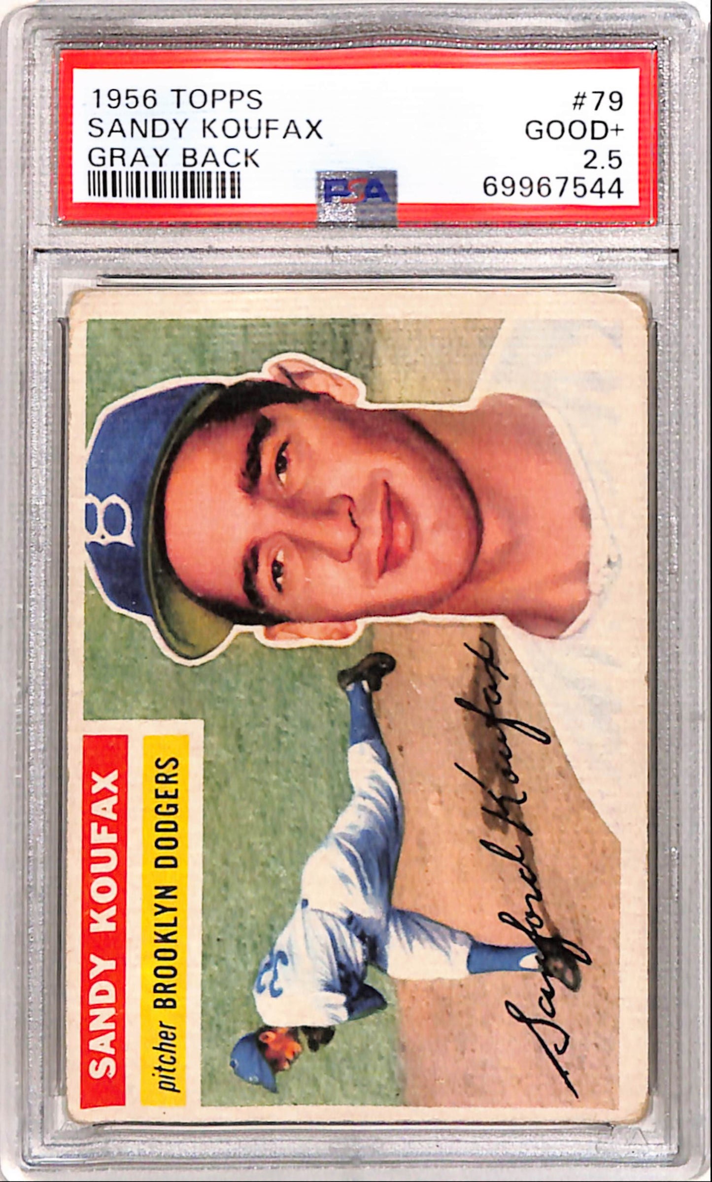 Sandy Koufax 1956 Topps #79 Gray Back PSA 2.5 Good+