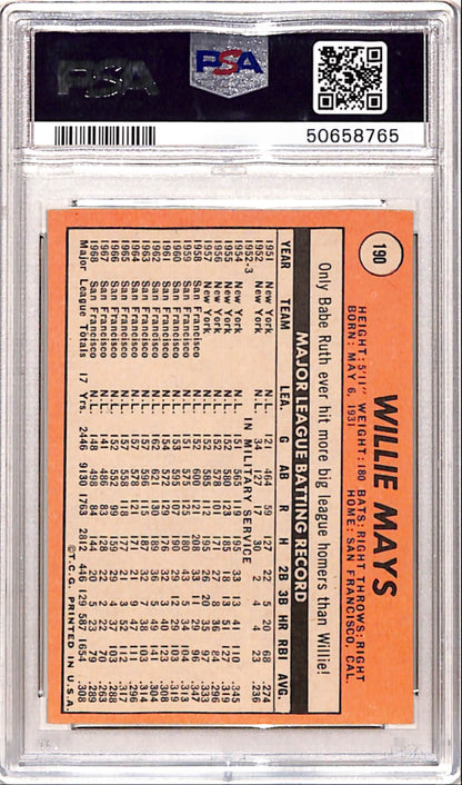 Willie Mays 1969 Topps #190 PSA 9 Mint