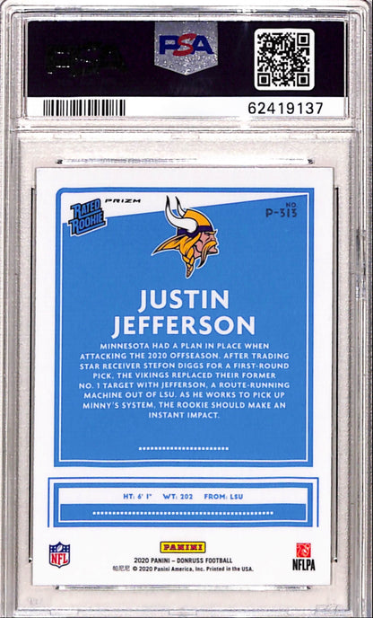 Justin Jefferson 2020 Donruss Optic Rookie #P313 Red/Green PSA 10 Gem Mint