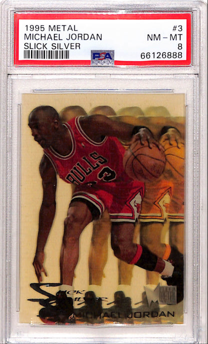 Michael Jordan 1995 Fleer Metal Slick Silver PSA 8 Nm-Mint