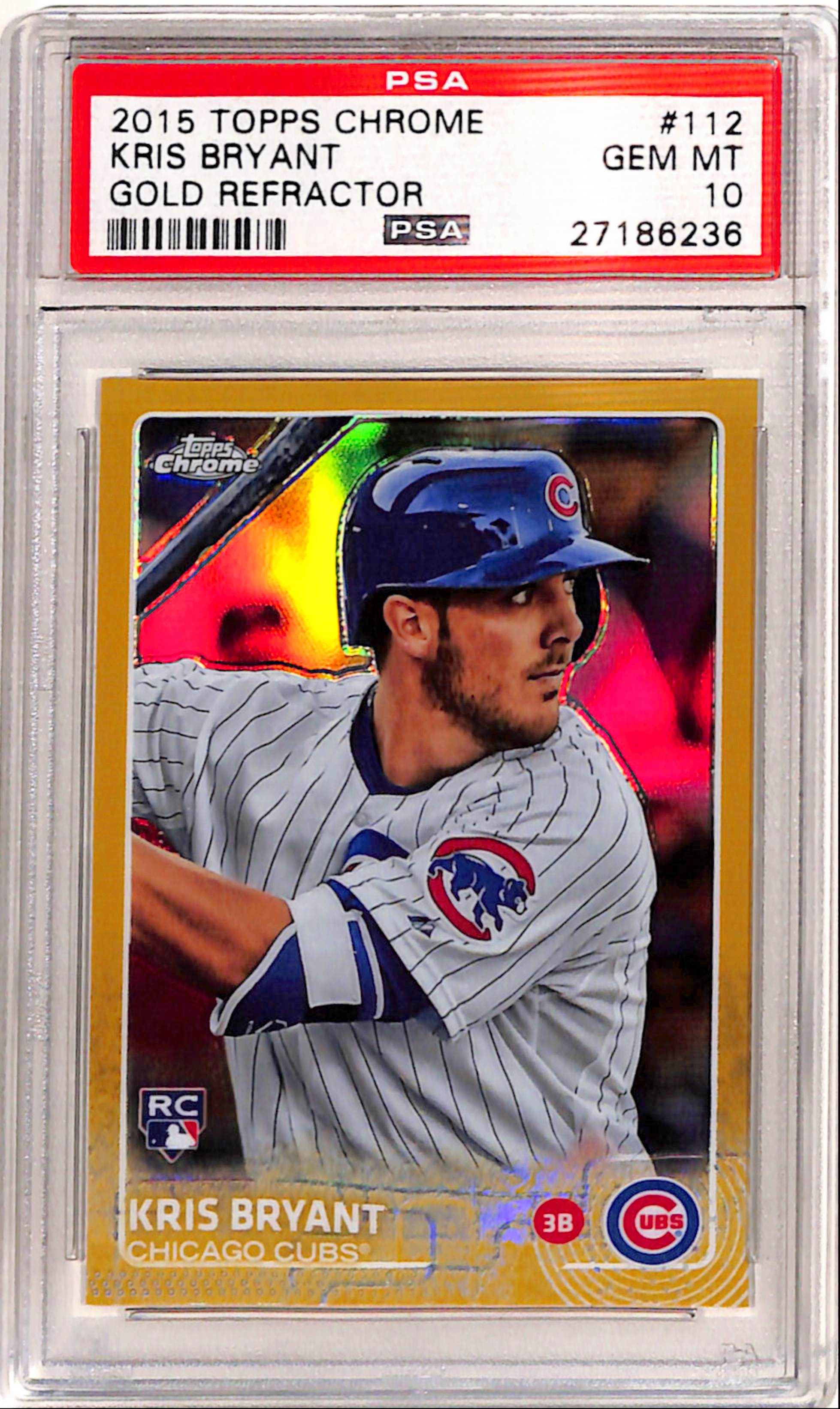 Kris Bryant 2015 Topps Chrome Gold Refractor Rookie #19/50 PSA 10