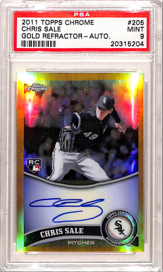 Chris Sale 2011 Topps Chrome Gold Refractor Rookie Auto #24/50 PSA 9 Mint