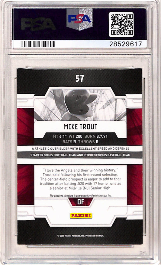 Mike Trout 2009 Donruss Elite Extra Edition Auto #217/495 PSA 8 Nm-Mint