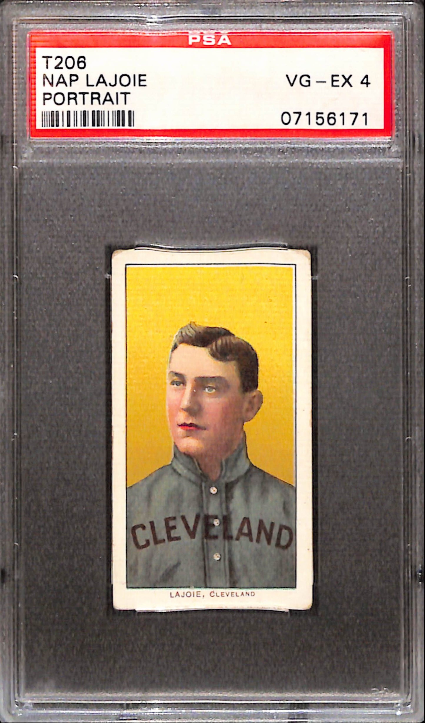 Nap Lajoie 1909 T206 Portrait Piedmont Back PSA 4 Vg-Ex