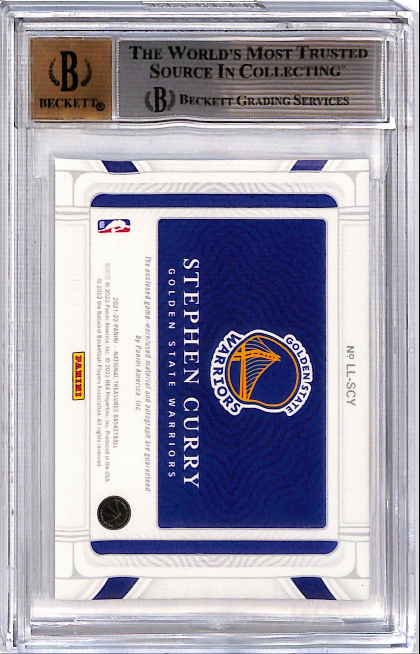 Stephen Curry 2021 National Treasures Lasting Legacies Gold Patch Auto #10/10 BGS 8 Auto 10