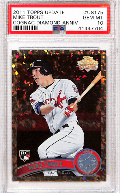 Mike Trout 2011 Topps Update Rookie #US175 Cognac Diamond Anniversary PSA 10 Gem Mint