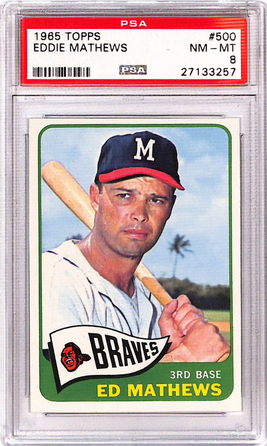 Eddie Mathews 1965 Topps #500 PSA 8 Nm-Mint