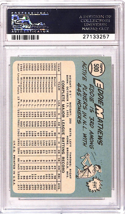 Eddie Mathews 1965 Topps #500 PSA 8 Nm-Mint