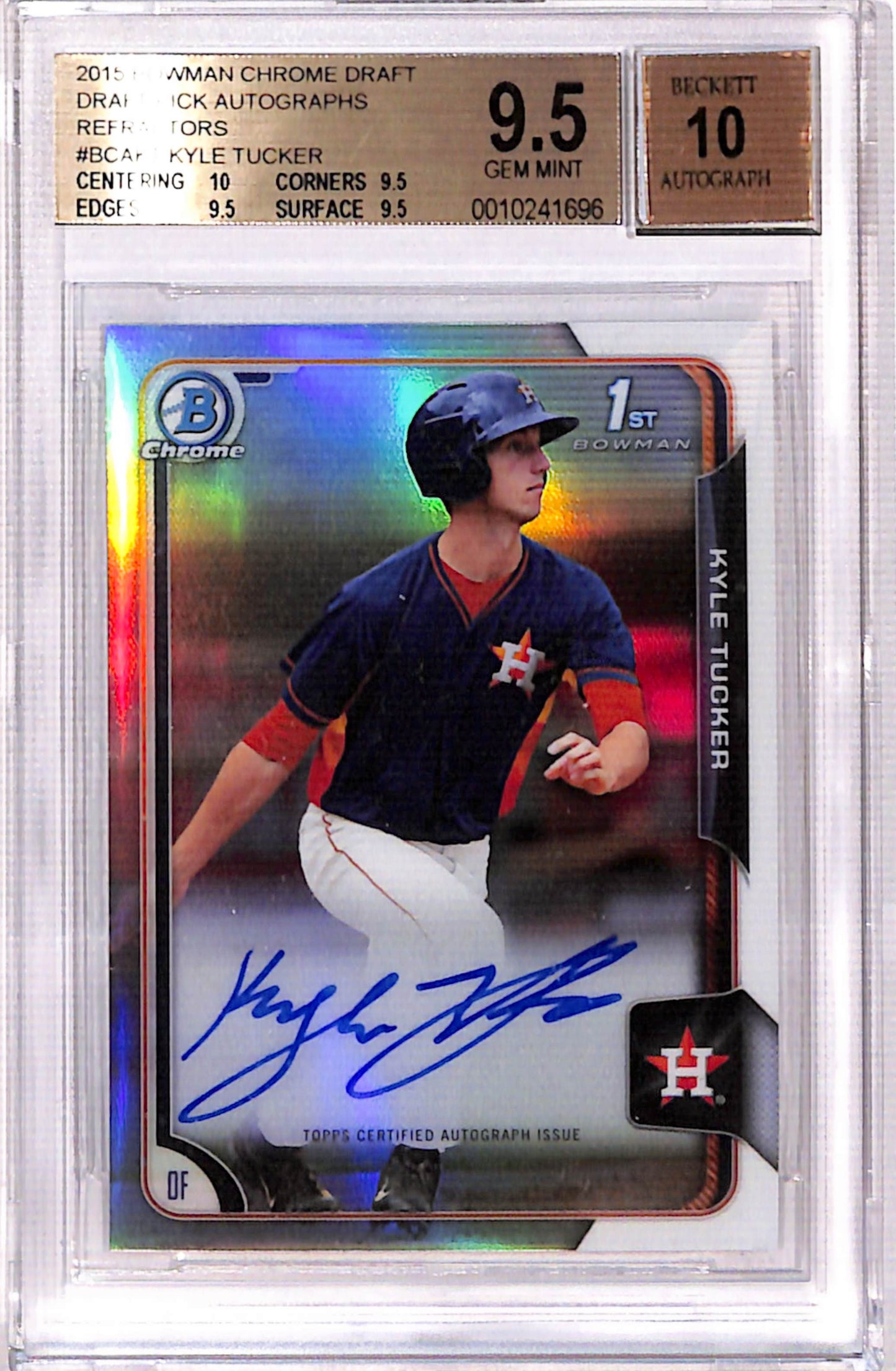 Kyle Tucker 2015 Bowman Chrome Draft Refractor Auto BGS 9.5 Auto 10