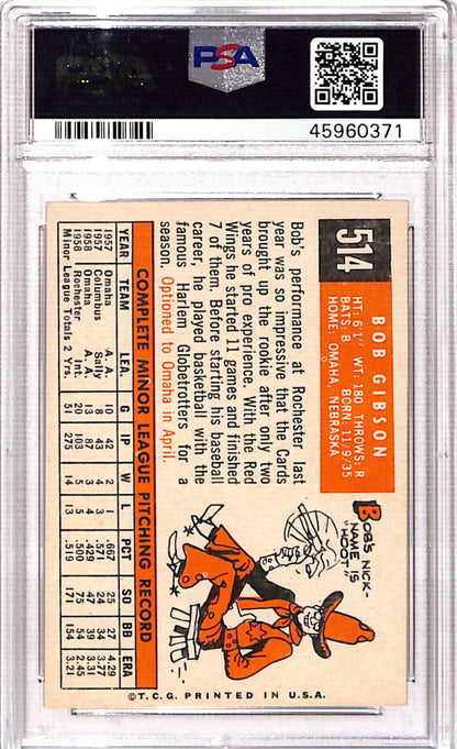 Bob Gibson 1959 Topps Rookie #514 PSA 7 Near Mint